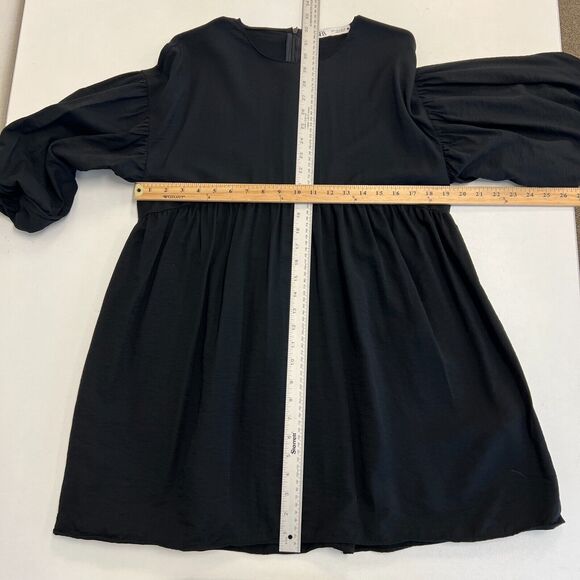 Zara Voluminous Dress Womens S Small Black Puff Mid Sleeves Loose Fit Stretch - Picture 6 of 13